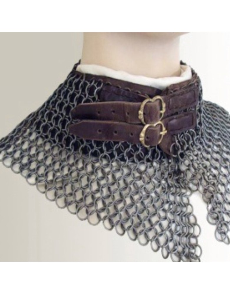 Gorgerin en cotte de mailles acier à bouts aboutés Finition argentée