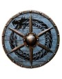 Bouclier viking rond médiéval en bois Bleu avec dragon peint