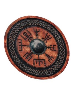 Bouclier viking rond en bois et fer forgé 61 cm