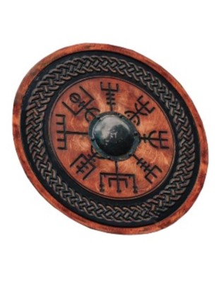 Bouclier viking rond en bois et fer forgé 61 cm