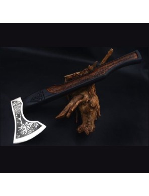 Hache Viking gravée manche bois - LA FORGE DES CHEVALIERS®