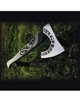 Hache gravée avec manche sculpté - La Forge des chevaliers®