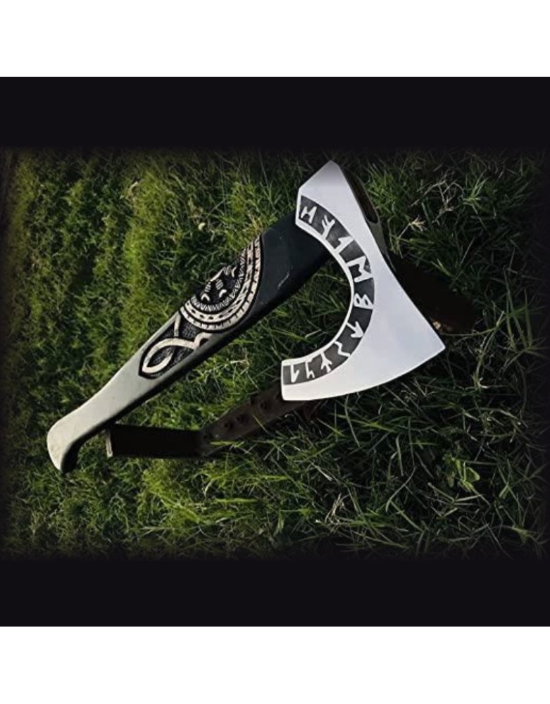 Hache gravée avec manche sculpté - La Forge des chevaliers® Hache gravée avec manche sculpté - La Forge des chevaliers®