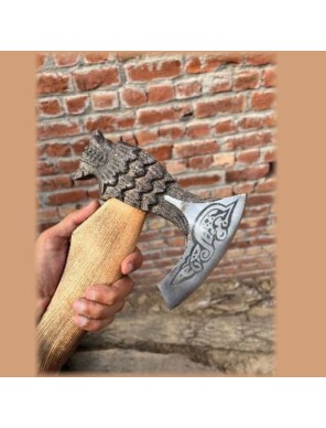 Hache Viking à tête de loup - La forge des chavaliers®