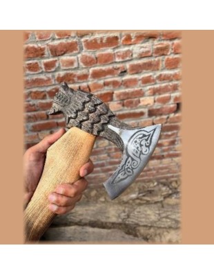 Hache Viking à tête de loup - La forge des chavaliers®