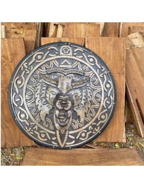 Bouclier rond Viking gravé à la main 60 cm