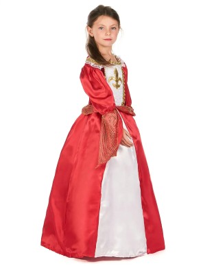 Déguisement de princesse médiévale rouge satiné - la forge des chevaliers®
