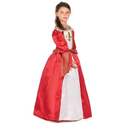 Déguisement de princesse médiévale rouge satiné - la forge des chevaliers®