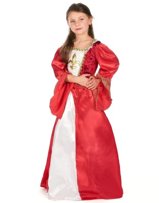 Déguisement de princesse médiévale rouge satiné - la forge des chevaliers®