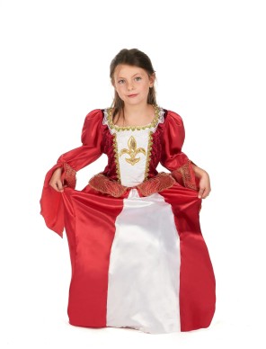 Déguisement de princesse médiévale rouge satiné - la forge des chevaliers®
