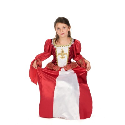 Déguisement de princesse médiévale rouge satiné - la forge des chevaliers®