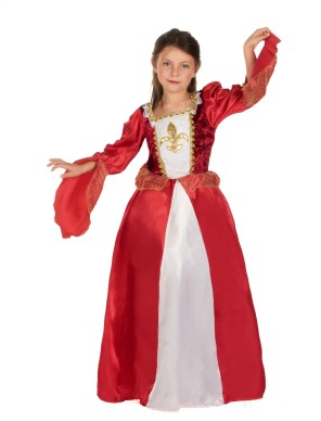 Déguisement de princesse médiévale rouge satiné - la forge des chevaliers®