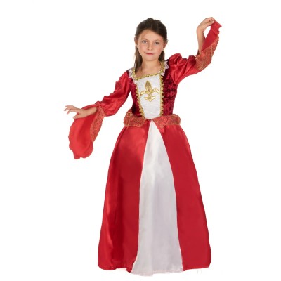 Déguisement de princesse médiévale rouge satiné - la forge des chevaliers®