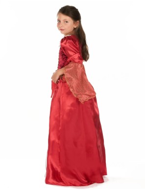 Déguisement de princesse médiévale rouge satiné - la forge des chevaliers®