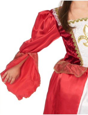 Déguisement de princesse médiévale rouge satiné - la forge des chevaliers®