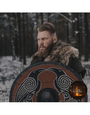 Bouclier viking corbeaux noirs peint 60 cm