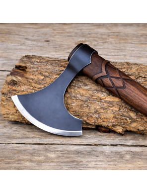 Hache Viking manche bois décoré - REF 1228