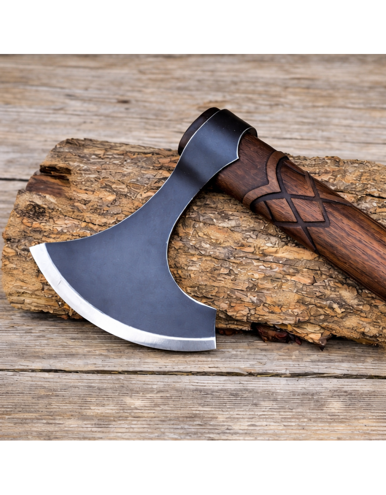 Hache Viking manche bois décoré - REF 1228