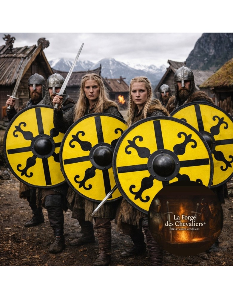 Acheter Bouclier rond médiéval Ragnar Lothbrok Authentique Battledore Viking Eivor Valhalla Bouclier Viking fait à la main Bouclier usé Cadeau
