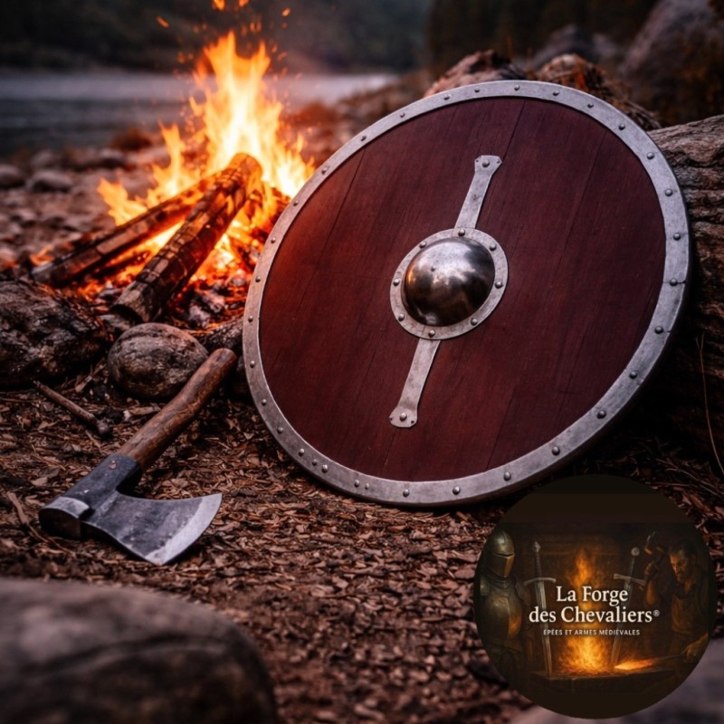 Bouclier d'armure viking rond - Bois/Acier