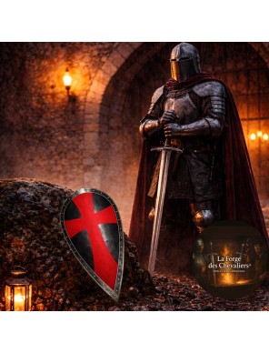 Grand bouclier de Templier peint à la main