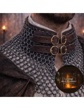 Gorgerin en cotte de mailles acier à bouts aboutés Finition argentée