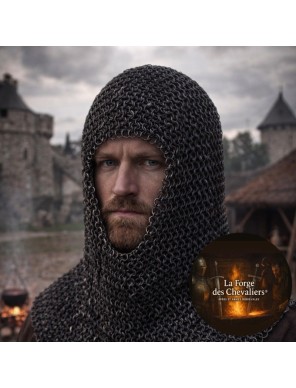 Capuche en cotte de mailles rivetée Noir antique