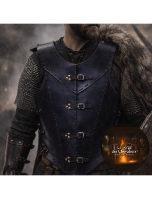 Plastron de protection en cuir noir