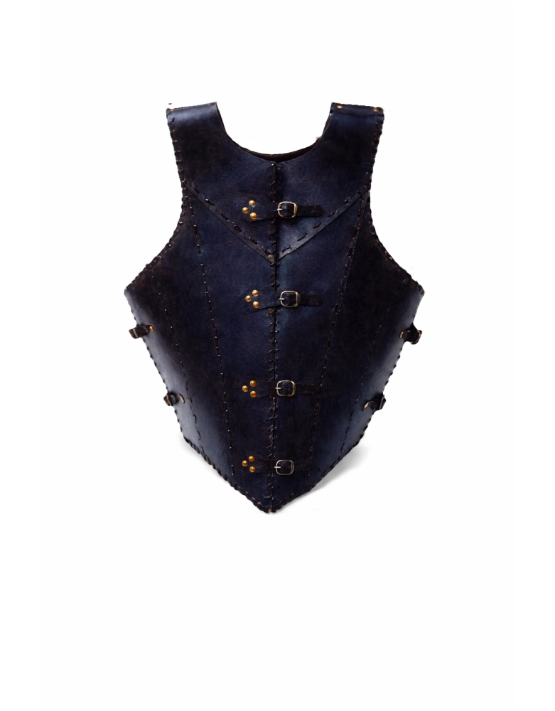 Plastron de protection en cuir noir