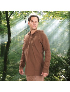 Chemise médiévale homme forajido à capuche marron