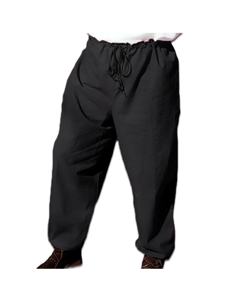 Pantalon médiéval homme à cordon en coton noir ou marron