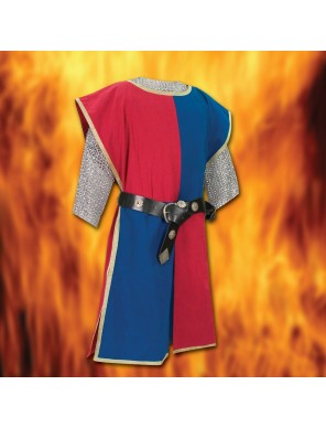 Tabard de chevalier médiéval rouge et bleu