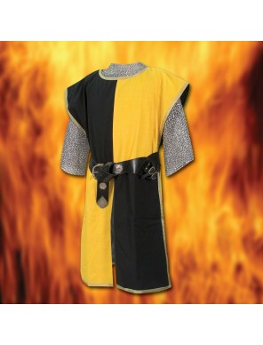 Tabard de chevalier médiéval jaune et noir