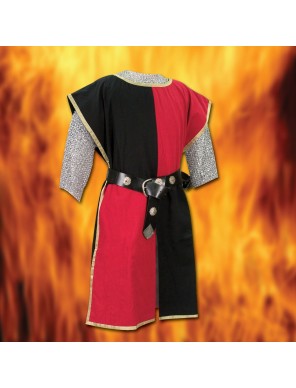 Tabard de chevalier médiéval rouge et noir