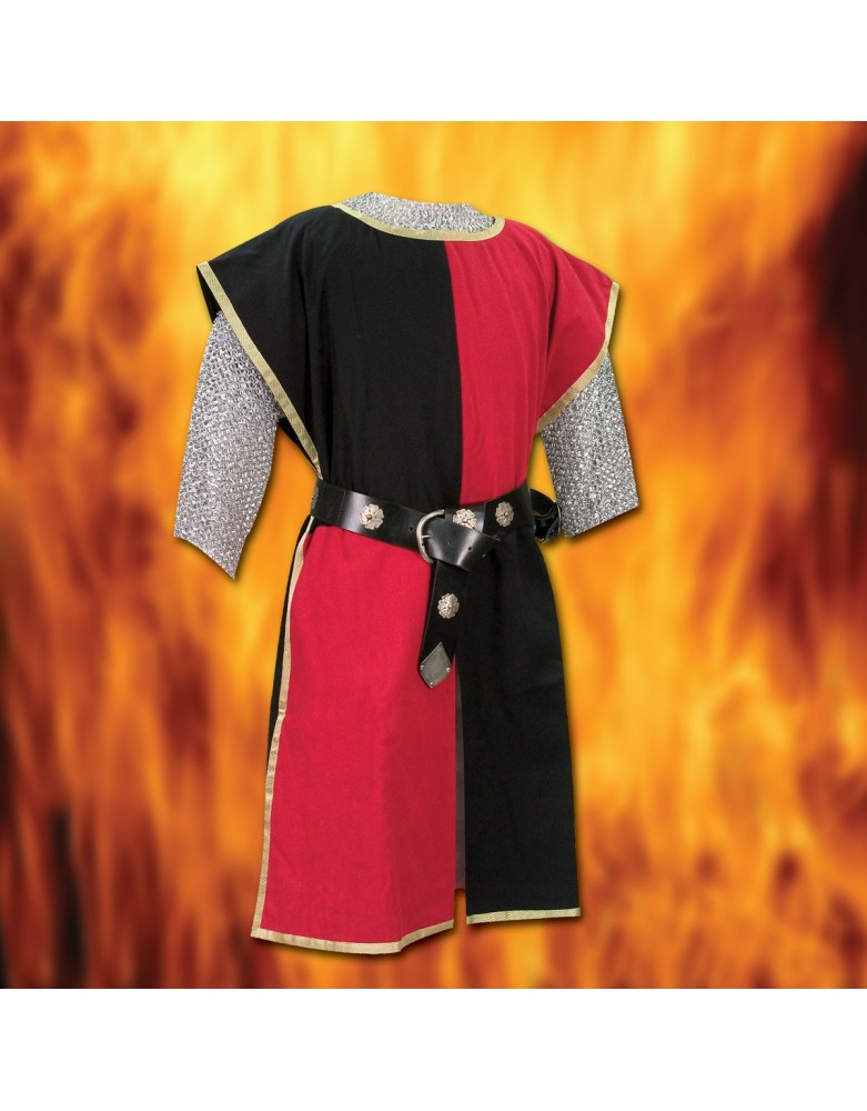 Tabard de chevalier médiéval rouge et noir