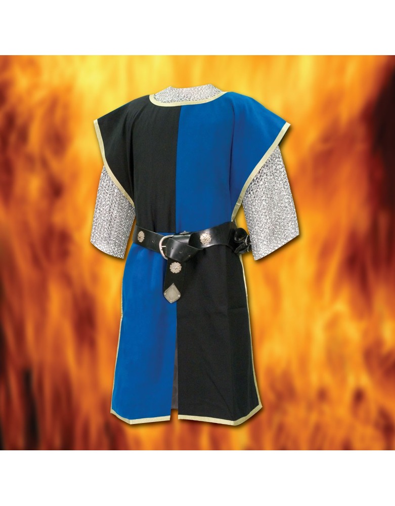 Tabard de chevalier médiéval bleu et noir