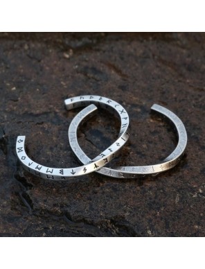 Bracelet runique viking en acier inoxydable – Runes gravées