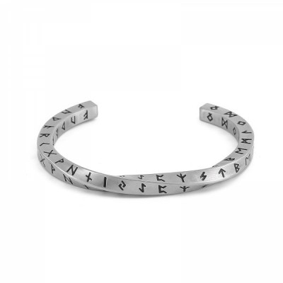 Bracelet runique viking en acier inoxydable – Runes gravées