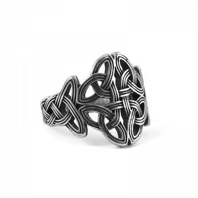 Bague celtique large en acier inoxydable – Nœuds entrelacés