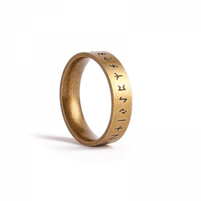 Bague runique nordique en acier inoxydable – Finition bronze