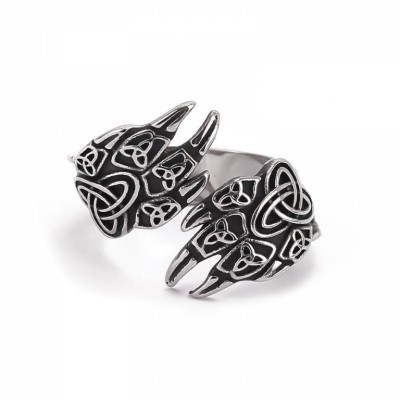 Bague patte de loup Fenrir en acier inoxydable – Mythologie nordique