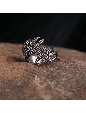 Bague patte de loup Fenrir en acier inoxydable – Mythologie nordique