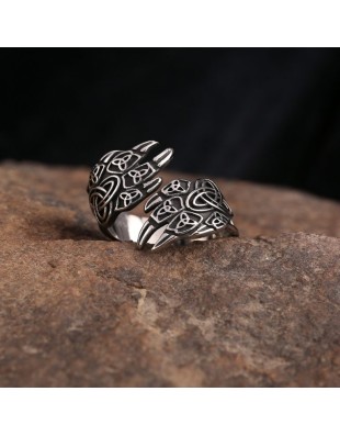 Bague patte de loup Fenrir en acier inoxydable – Mythologie nordique