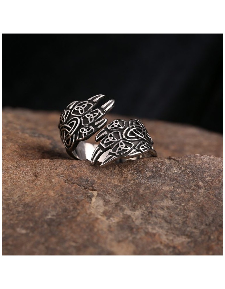 Bague patte de loup Fenrir en acier inoxydable – Mythologie nordique