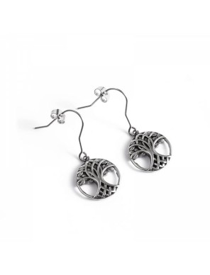 Boucles d’oreilles Arbre de Vie en acier inoxydable – Symbole celtique
