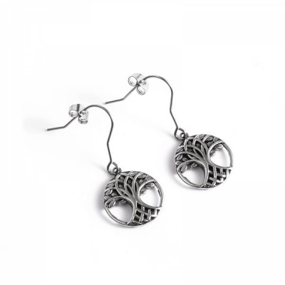 Boucles d’oreilles Arbre de Vie en acier inoxydable – Symbole celtique