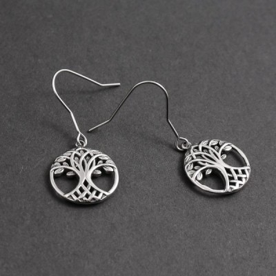 Boucles d’oreilles Arbre de Vie en acier inoxydable – Symbole celtique