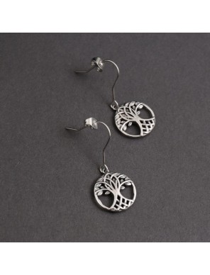 Boucles d’oreilles Arbre de Vie en acier inoxydable – Symbole celtique