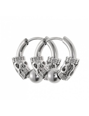 Boucles d’Oreilles Viking – Acier Inoxydable 304 Argent – Motif Crâne Nordique