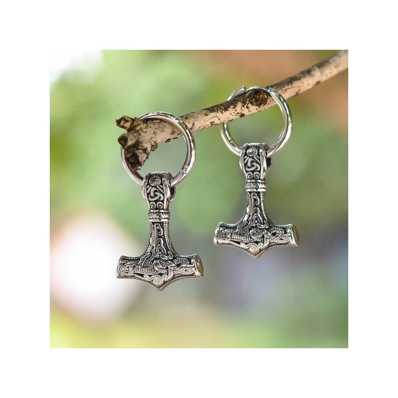 3 Paires Boucles D'Oreilles Viking Hommes - Marteau De Thor Hache Acier Inoxydable Noir/Argent
